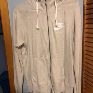 Beige Nike zip up hoodie